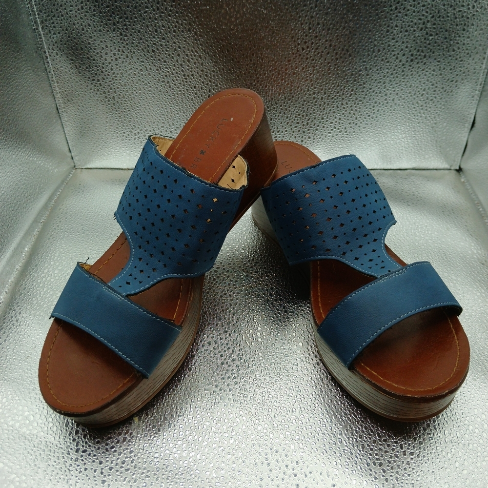 Lucky Brand Blue Perforated Mules Women's Size 8.5